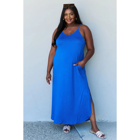 Ninexis Good Energy Cami Side Slit Maxi Dress in Royal Blue