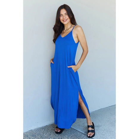 Ninexis Good Energy Cami Side Slit Maxi Dress in Royal Blue