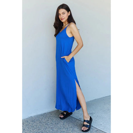 Ninexis Good Energy Cami Side Slit Maxi Dress in Royal Blue