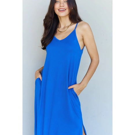 Ninexis Good Energy Cami Side Slit Maxi Dress in Royal Blue