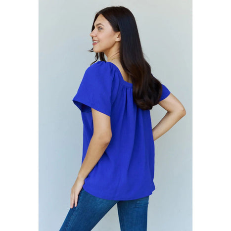 Ninexis Keep Me Close Square Neck Short Sleeve Blouse in Fuchsia