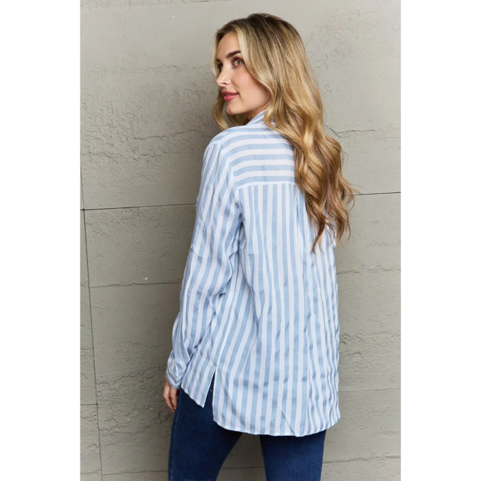 Ninexis Take Your Time Collared Button Down Striped Shirt