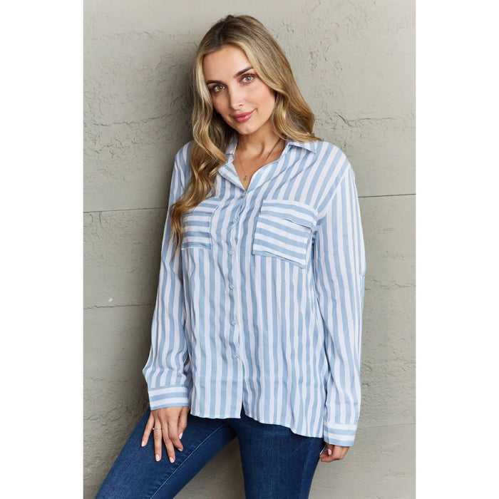 Ninexis Take Your Time Collared Button Down Striped Shirt