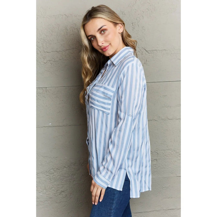 Ninexis Take Your Time Collared Button Down Striped Shirt