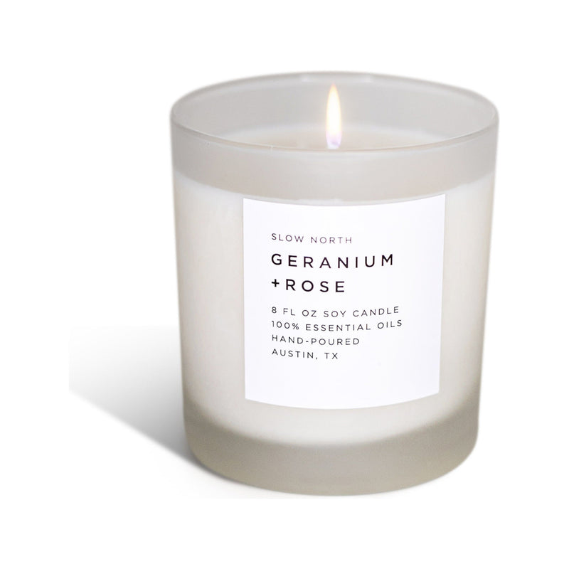 Slow North Geranium + Rose - Signature Candle Frosted Candles