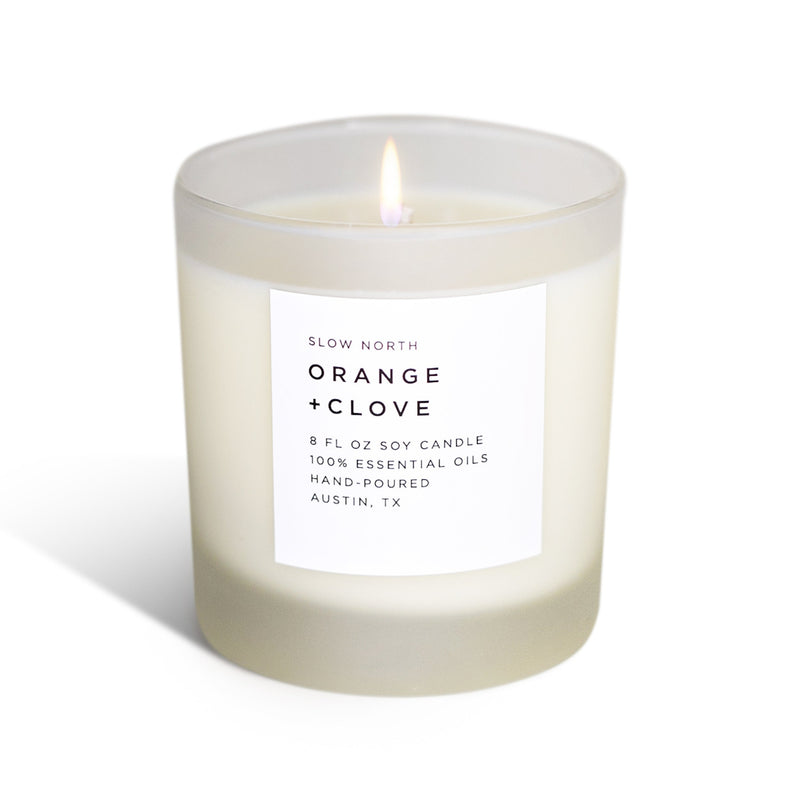 Slow North Orange + Clove - Signature Soy Candle Frosted Candles