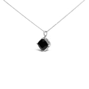 Bids.com Sterling Silver Cushion Onyx 3-Piece Jewelry Set Ring Earrings Pendant 18 Inch Cable Chain Jewelry Sets