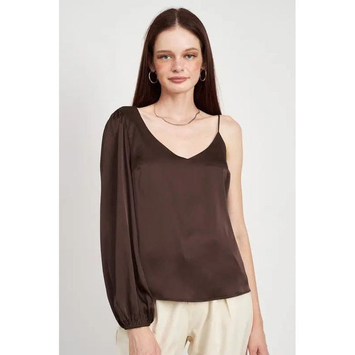 One Shoulder Blouse With Spaghetti Strap