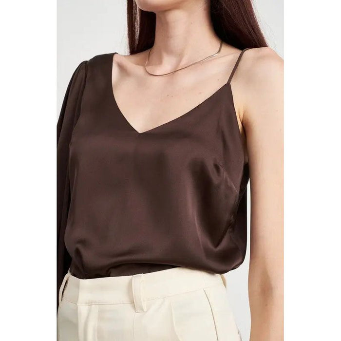 One Shoulder Blouse With Spaghetti Strap