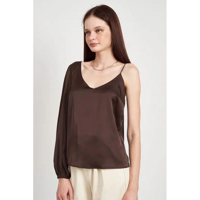 One Shoulder Blouse With Spaghetti Strap