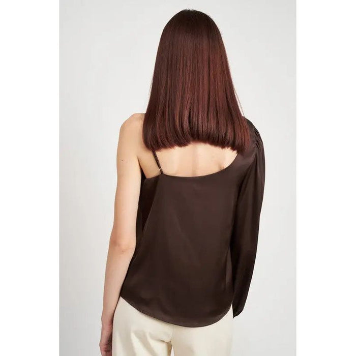 One Shoulder Blouse With Spaghetti Strap