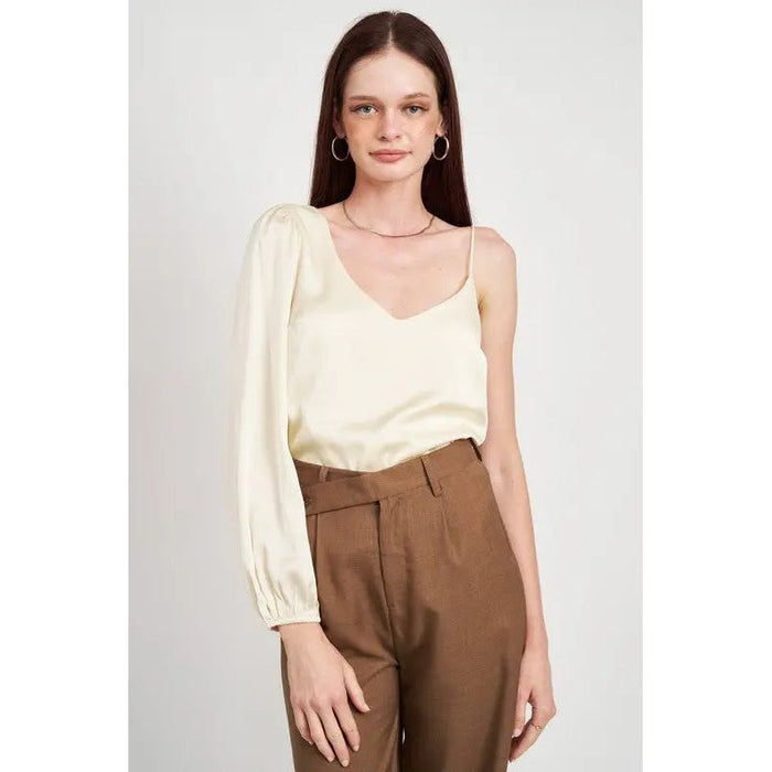 One Shoulder Blouse With Spaghetti Strap