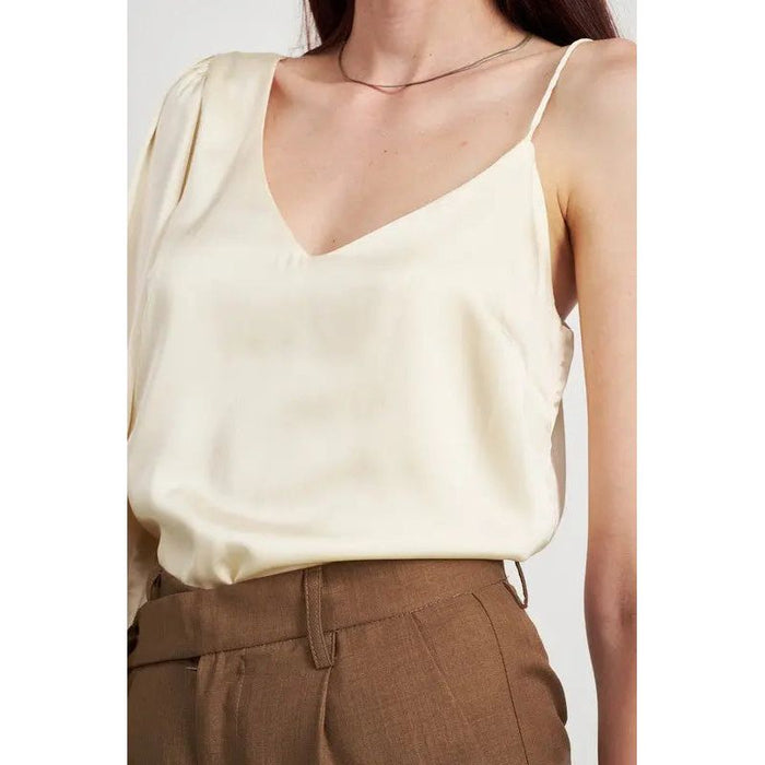 One Shoulder Blouse With Spaghetti Strap