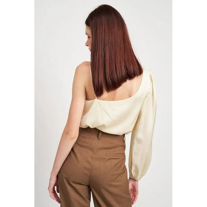 One Shoulder Blouse With Spaghetti Strap