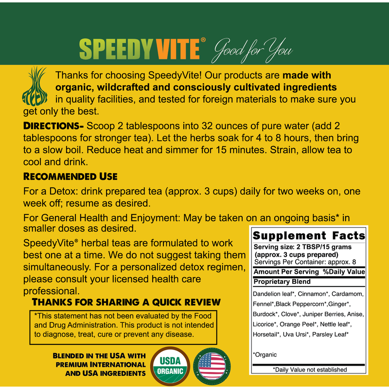 SpeedyVite® Liver LifeBoost® Tea | USDA Organic Herbal Liver Support* (4 oz / 8 oz / 28 Bags) | SpeedyVite® - FREE SHIPPING Tea