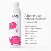 ORL Kids Mouthwash made with Organic Xylitol & Natural Ingredients KIDSMouthwash White Smoke Kids Bubble Gum