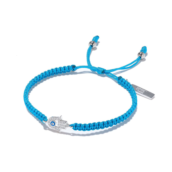 Neon Blue Evil Eye Hamsa Bracelet