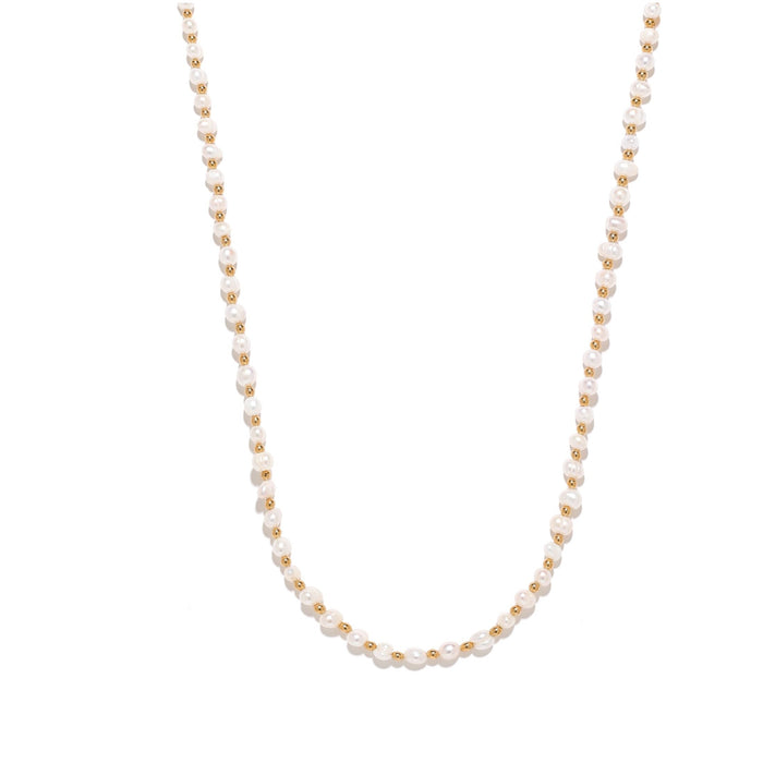 Gold Beaded Pearl Necklace