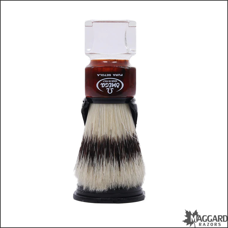 Omega Omega Deluxe Boar Shaving Brush W/stand 81025 Faceted 
Red/clear Shaving Brush