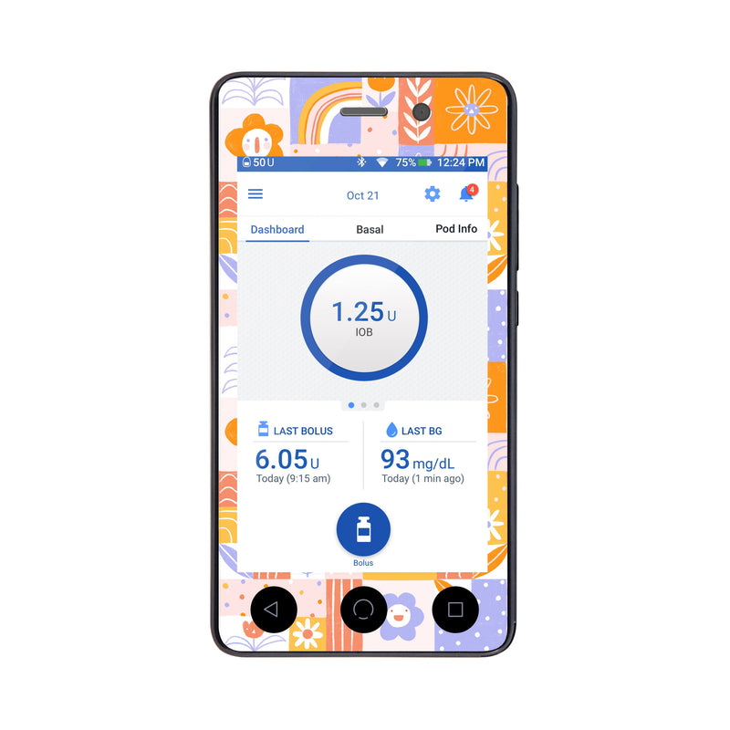Peelz Wildflower Doodle Sticker for Omnipod DASH® PDM – Pump Peelz Peelz/Stickers