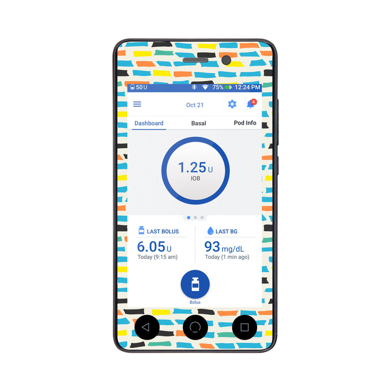 Peelz Colorful Sticks Sticker for Omnipod DASH ® PDM – Pump Peelz Peelz/Stickers