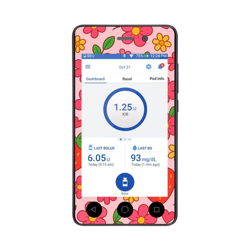 Peelz Strawberry Garden Sticker for Omnipod DASH® PDM – Pump Peelz Peelz/Stickers
