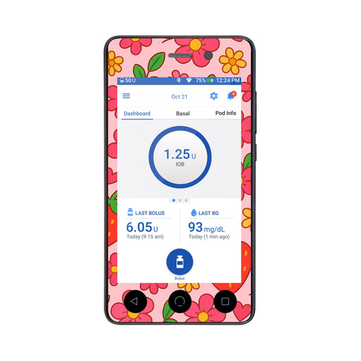 Peelz Strawberry Garden Sticker for Omnipod DASH® PDM – Pump Peelz Peelz/Stickers