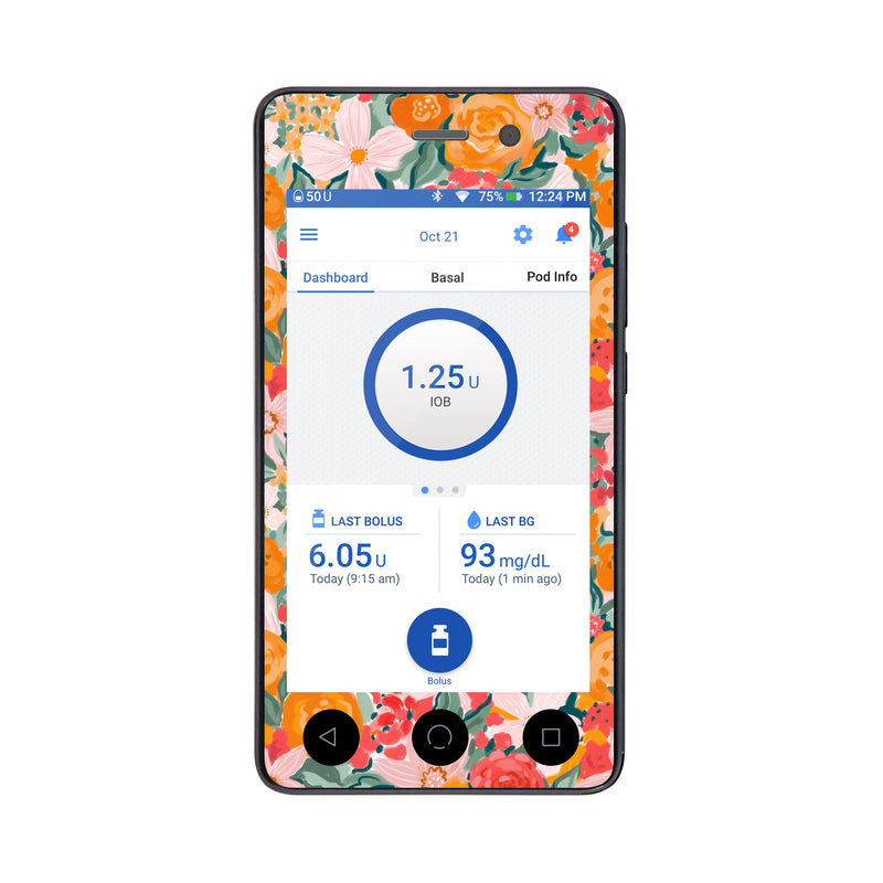 Peelz Blush Blossom Sticker for Omnipod DASH ® PDM – Pump Peelz Peelz/Stickers