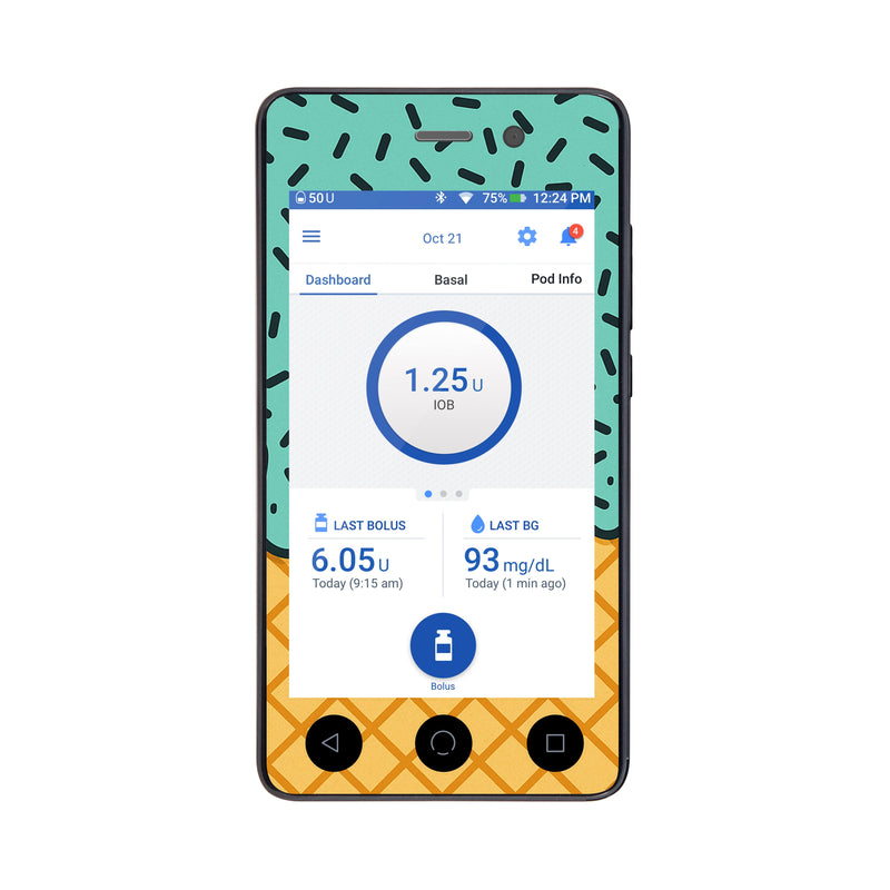 Peelz Ice Cream Social Sticker for Omnipod DASH® PDM – Pump Peelz Peelz/Stickers