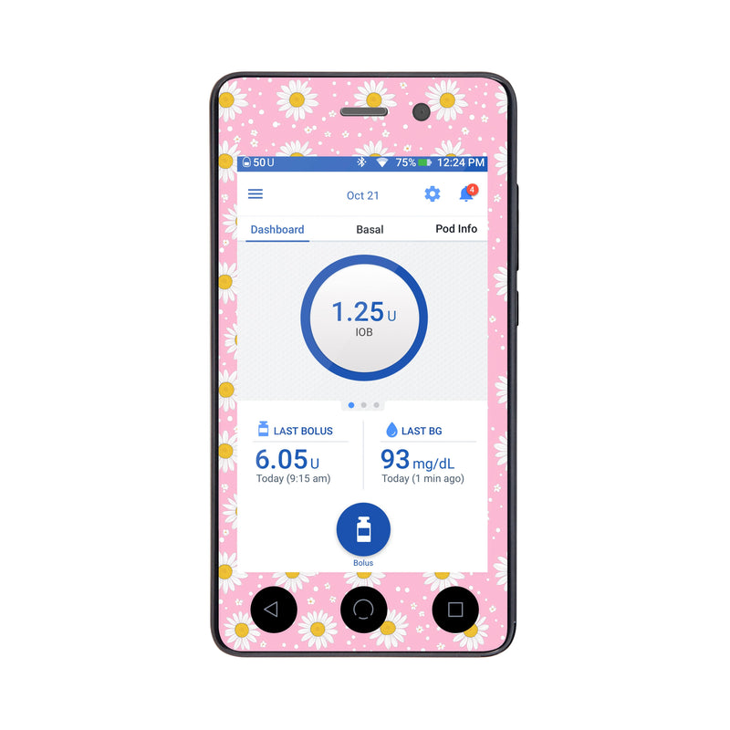 Peelz Spring Daisy Sticker for Omnipod DASH ® PDM – Pump Peelz Peelz/Stickers