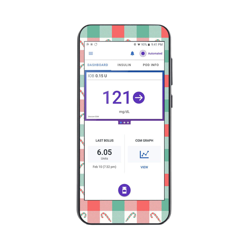 Peelz Peppermint Plaid Sticker for Omnipod® 5 Controller – Pump Peelz Peelz/Stickers