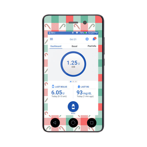 Peelz Peppermint Plaid Sticker for Omnipod DASH® PDM – Pump Peelz Peelz/Stickers