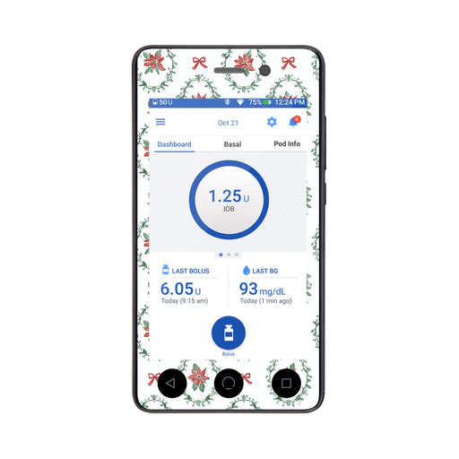 Peelz Poinsettia Parade Sticker for Omnipod DASH® PDM – Pump Peelz Peelz/Stickers
