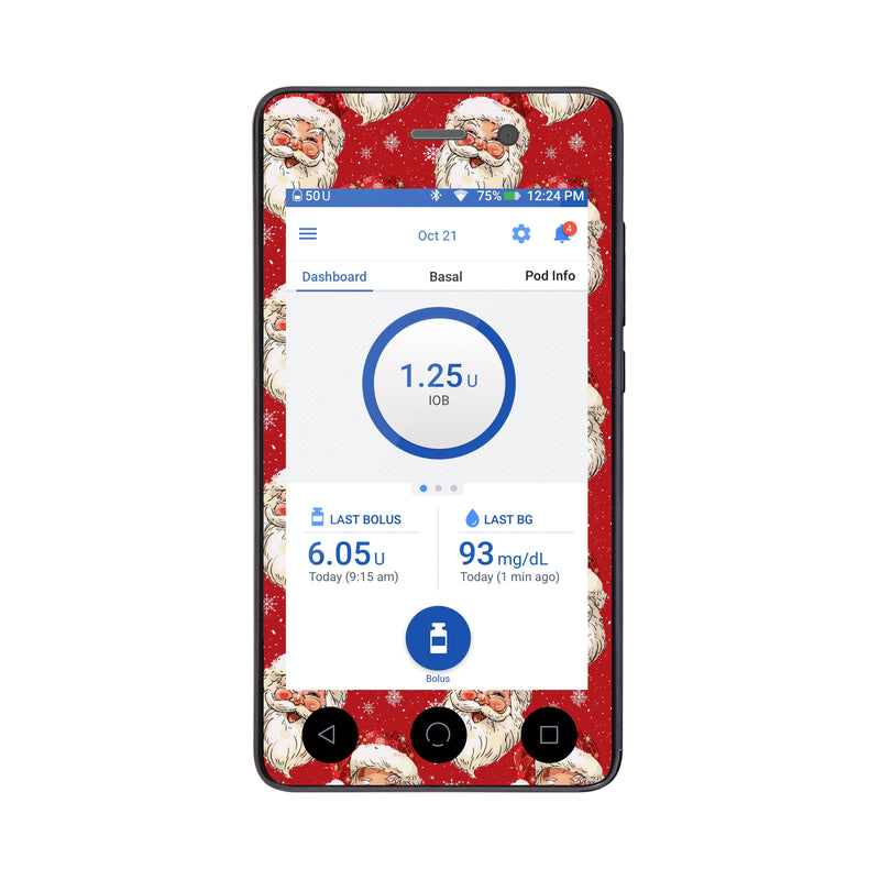 Peelz Jolly Old Saint Nick Sticker for Omnipod DASH® PDM – Pump Peelz Peelz/Stickers