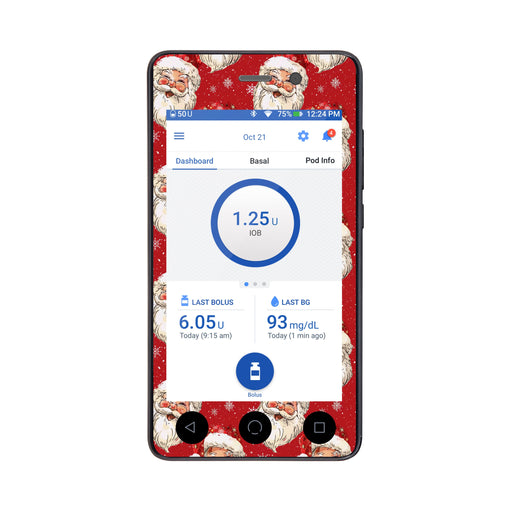 Peelz Jolly Old Saint Nick Sticker for Omnipod DASH® PDM – Pump Peelz Peelz/Stickers