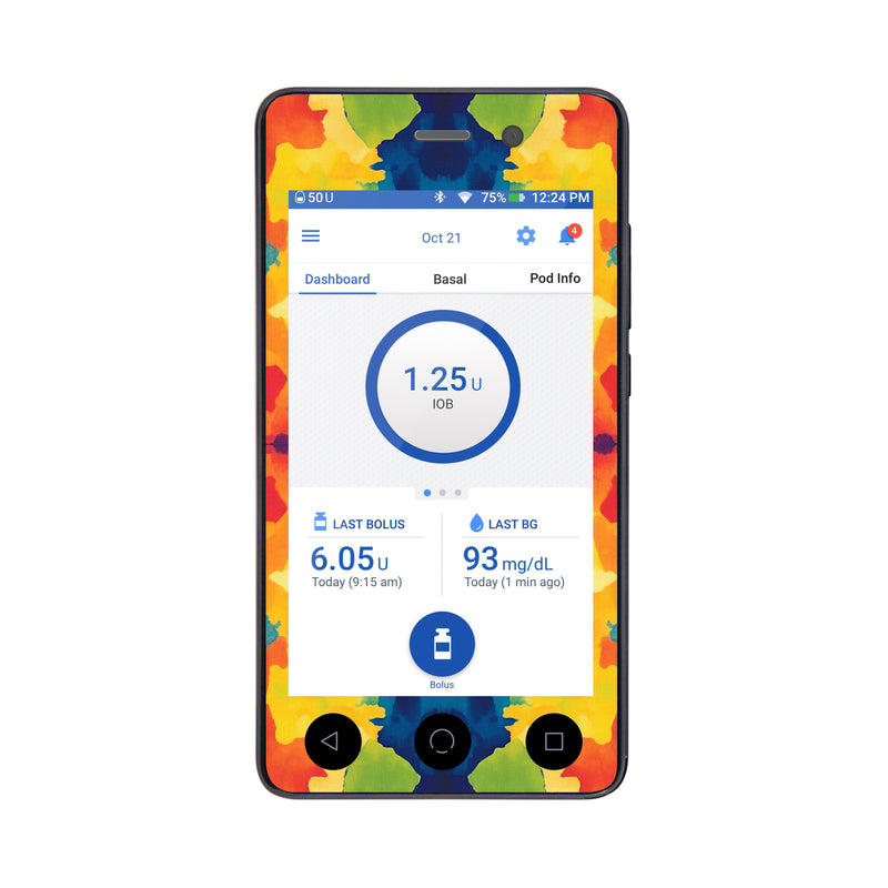 Peelz Bright Tie Dye Sticker for Omnipod DASH ® PDM – Pump Peelz Peelz/Stickers