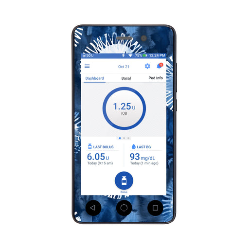 Peelz Monochrome Blue Tie Dye Sticker for Omnipod DASH ® PDM – Pump Peelz Peelz/Stickers