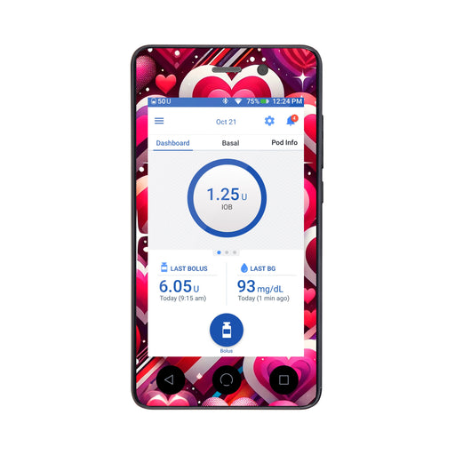 Peelz Sparkly Hearts Sticker for Omnipod DASH ® PDM – Pump Peelz Peelz/Stickers