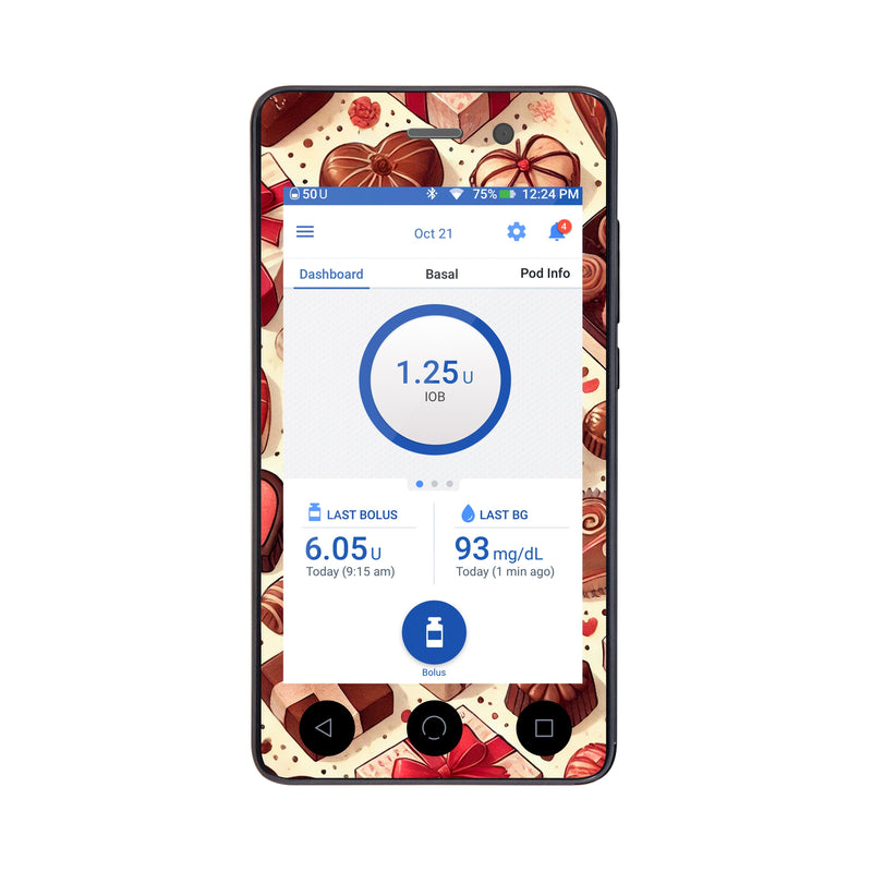 Peelz Chocolate Love Sticker for Omnipod DASH ® PDM – Pump Peelz Peelz/Stickers