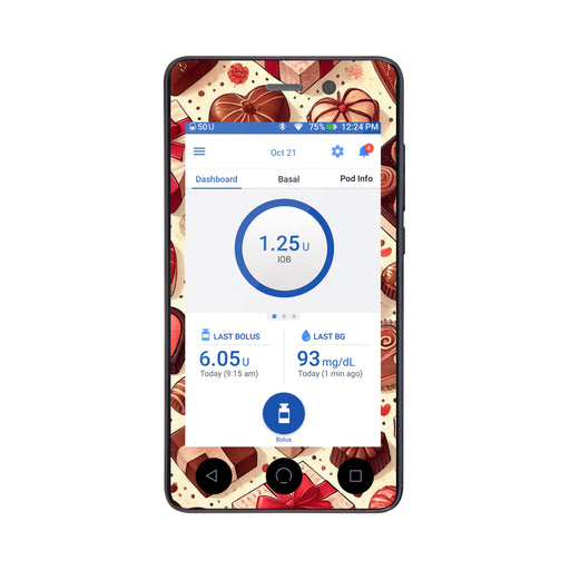 Peelz Chocolate Love Sticker for Omnipod DASH ® PDM – Pump Peelz Peelz/Stickers