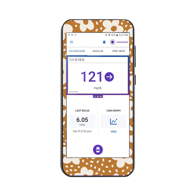 Peelz Caramel Daisies Sticker for Omnipod® 5 Controller – Pump Peelz Peelz/Stickers