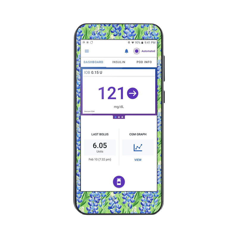 Peelz Blue Blooms Sticker for Omnipod ® 5 Controller – Pump Peelz Peelz/Stickers