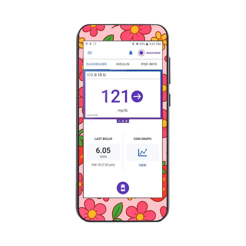 Peelz Strawberry Garden Sticker for Omnipod® 5 Controller – Pump Peelz Peelz/Stickers