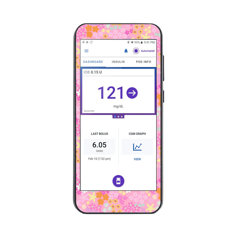 Peelz Pink Petals Sticker for Omnipod ® 5 Controller – Pump Peelz Peelz/Stickers