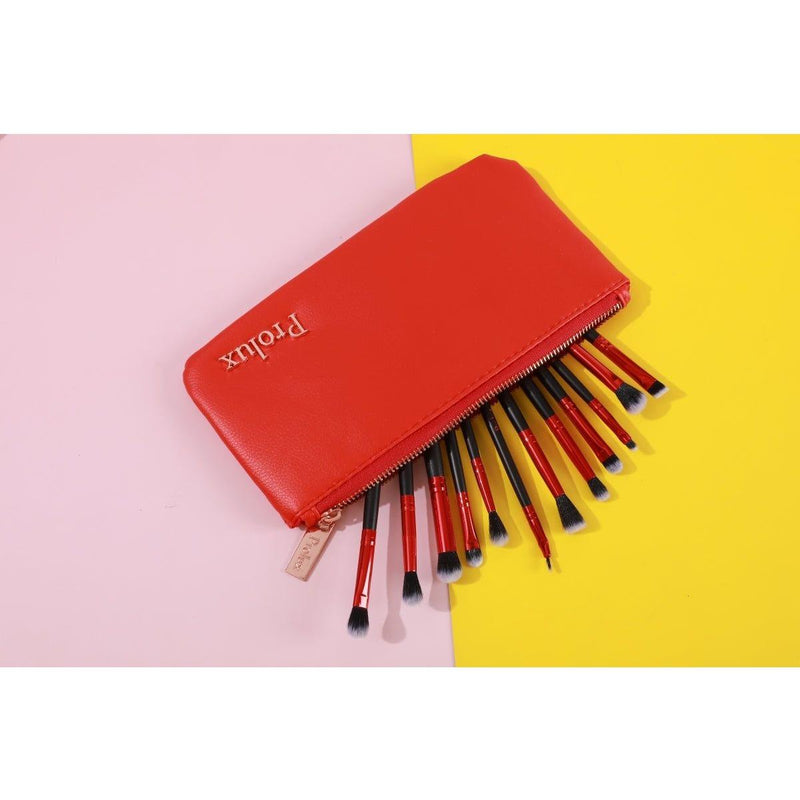 Prolux Cosmetics Deluxe Red Makeup Brush Set