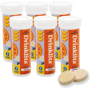 Drinklits Orange Fizzy Electrolyte Sports Drink Tablets (6) Tube Bundle Hydration Electrolyte Tablets