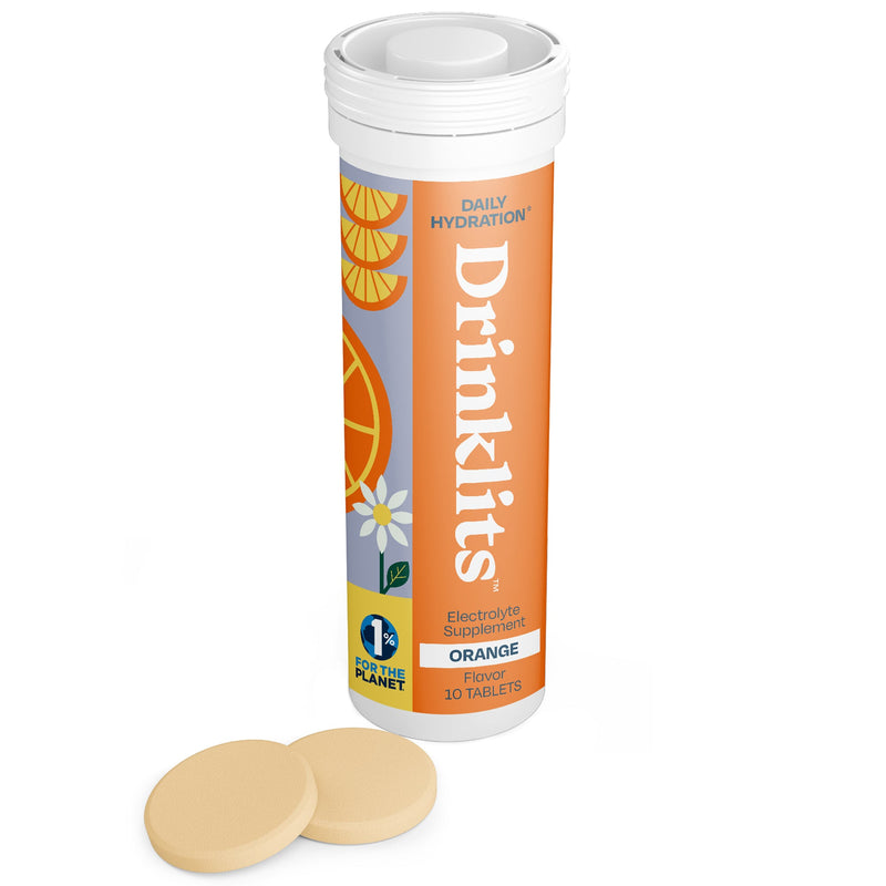 Drinklits ORANGE Electrolyte Tablets for Daily Hydration (8 Tubes, 80 Servings) Hydration Electrolyte Tablets