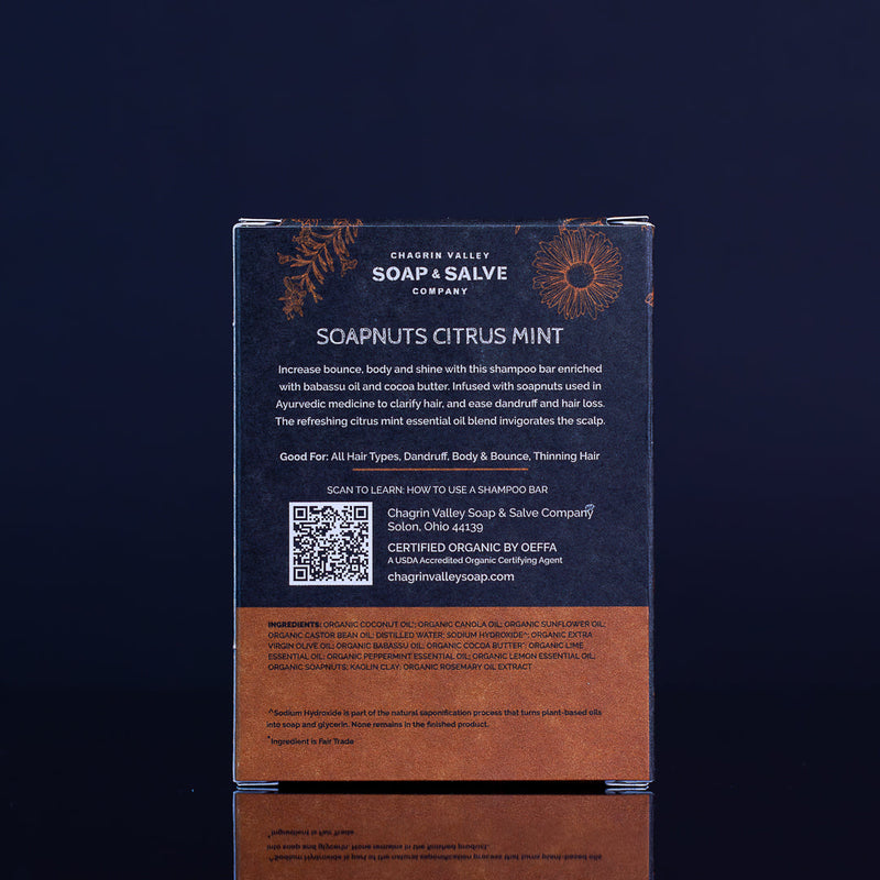 Chagrin Valley Soap & Salve Shampoo Bar: Soapnuts Citrus Mint Shampoo Bar