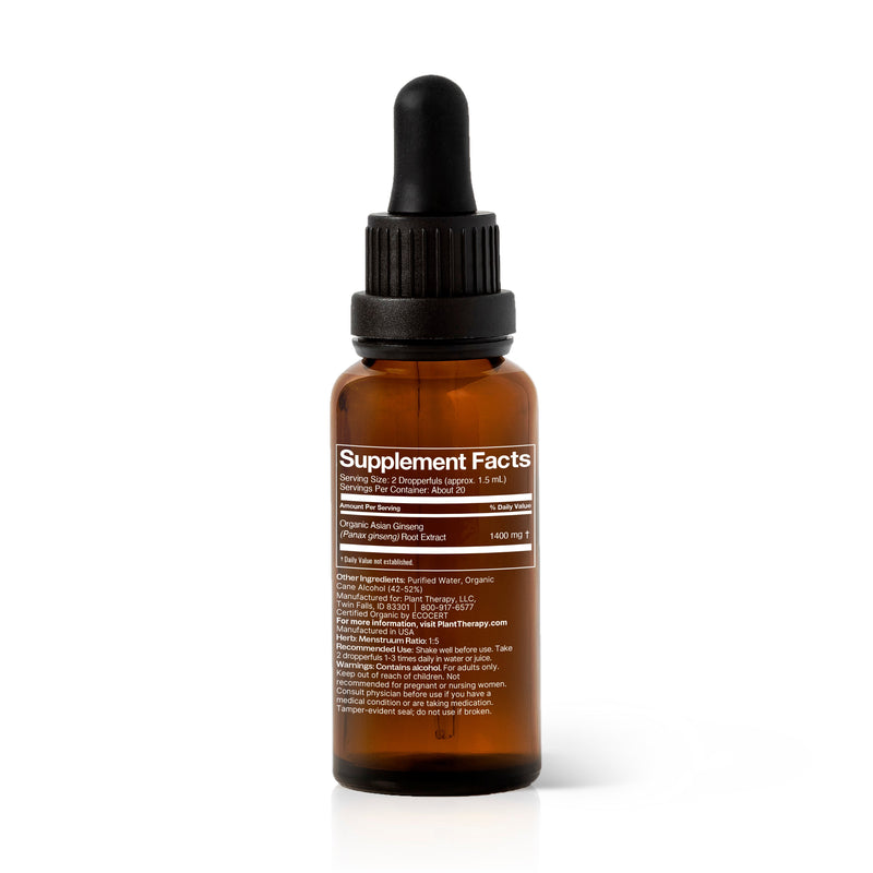 Plant Therapy Organic Asian Ginseng Herbal Tincture Supplement