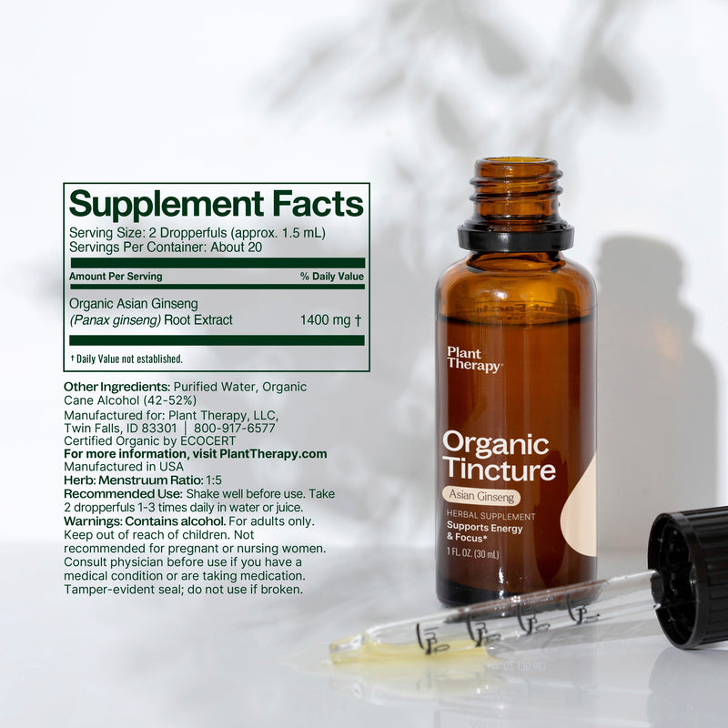 Plant Therapy Organic Asian Ginseng Herbal Tincture Supplement